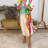 Roos™ | Vestido casual com estampa de folhas coloridas