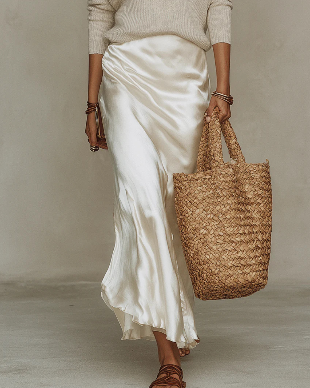 Moda Lusitana - Conjunto Midi em Cetim com Pulôver