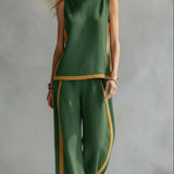 Conjunto Elegante de Algodão e Linho