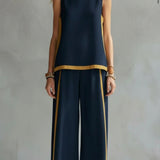 Conjunto Elegante de Algodão e Linho