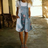Moda Lusitana - Macacão de ganga floral com lavagem vintage