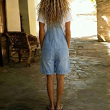 Moda Lusitana - Jardineiras curtas de ganga azul-clara