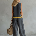 Conjunto Elegante de Algodão e Linho