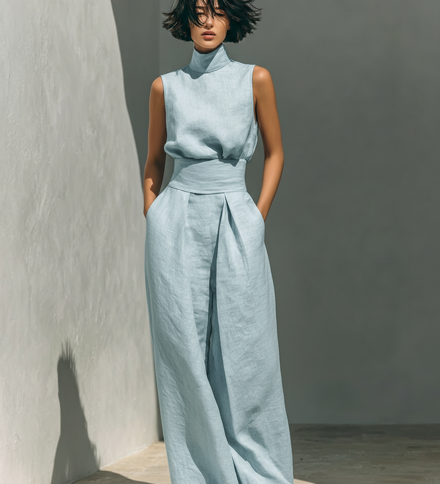 Conjunto Minimalista de Algodão e Linho