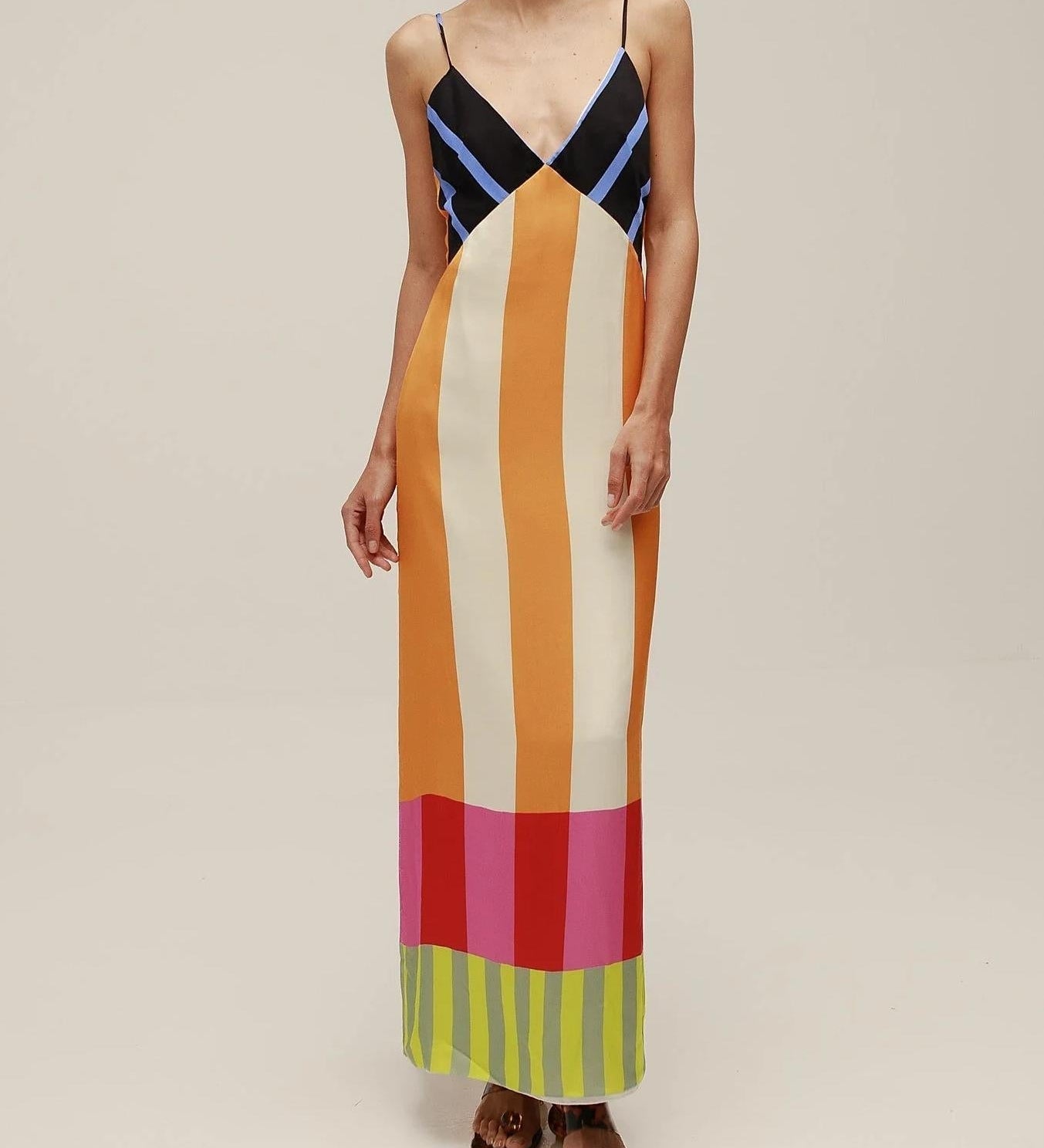 Paloma – Vestido longo listrado colorido