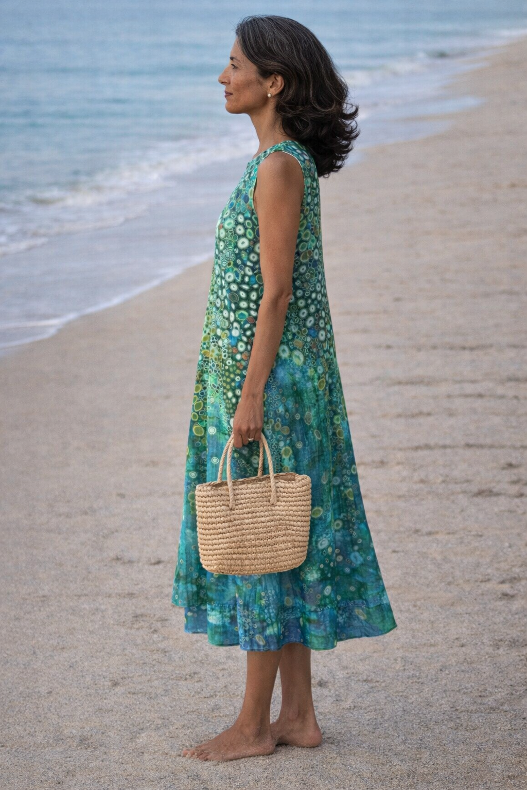 Moda Lusitana - Vestido Midi Estampado Oceânico