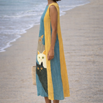 Moda Lusitana - Vestido Midi Artístico com Gatos