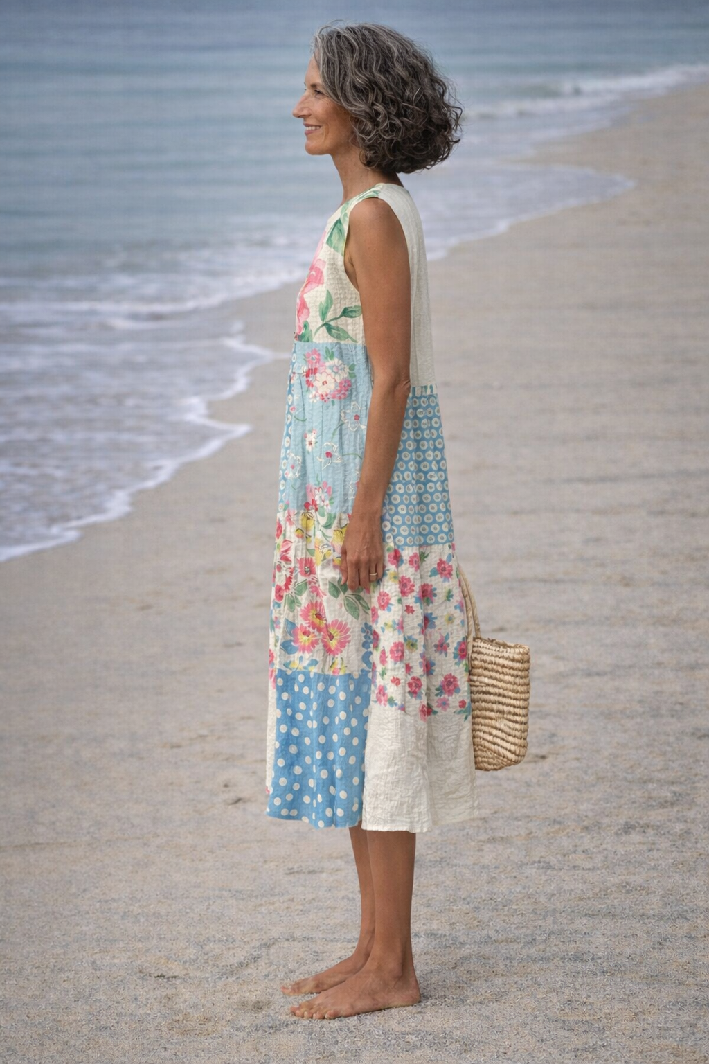 Moda Lusitana - Vestido Midi Estilo Patchwork