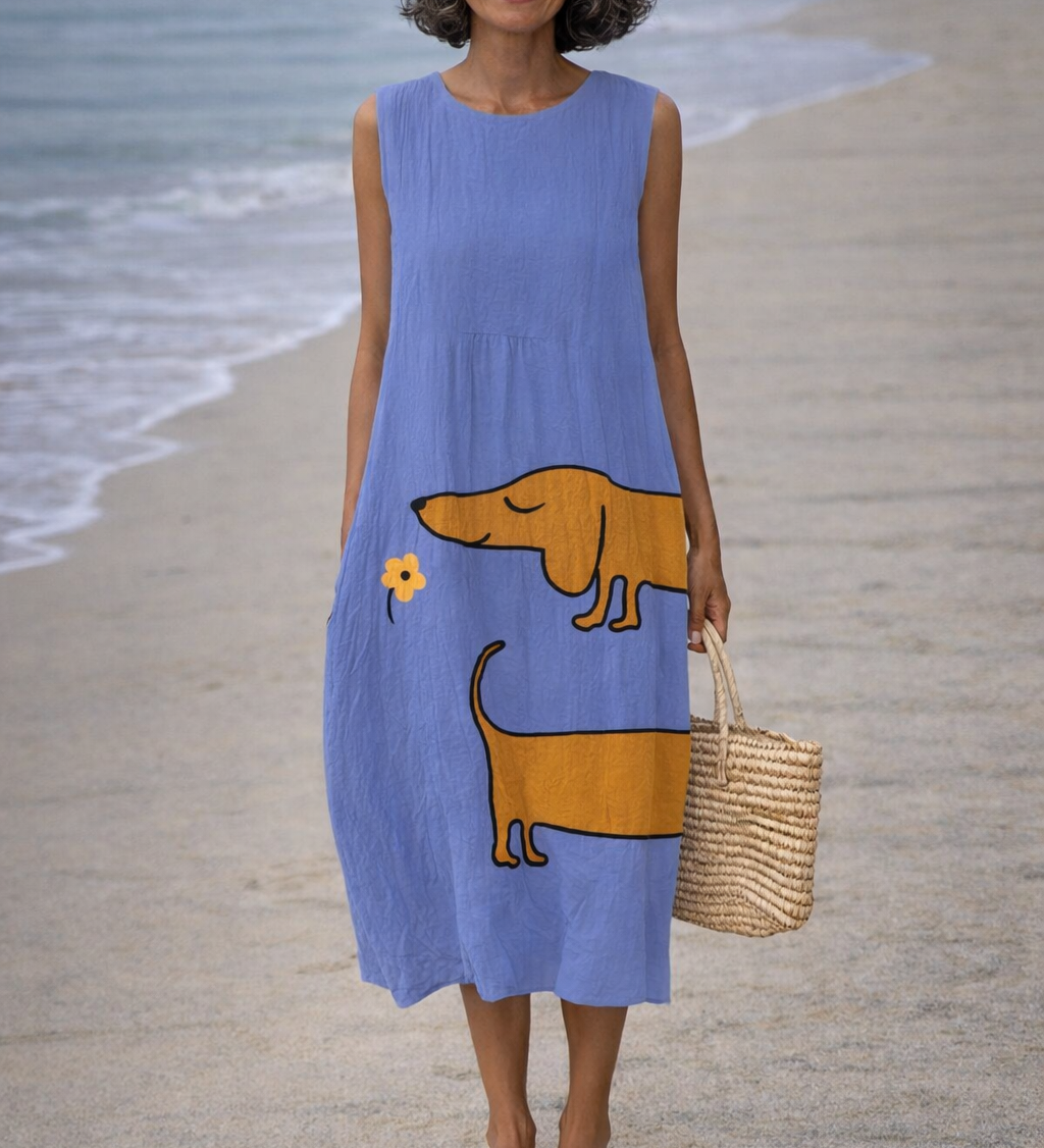 Moda Lusitana - Vestido Midi com Estampa Divertida