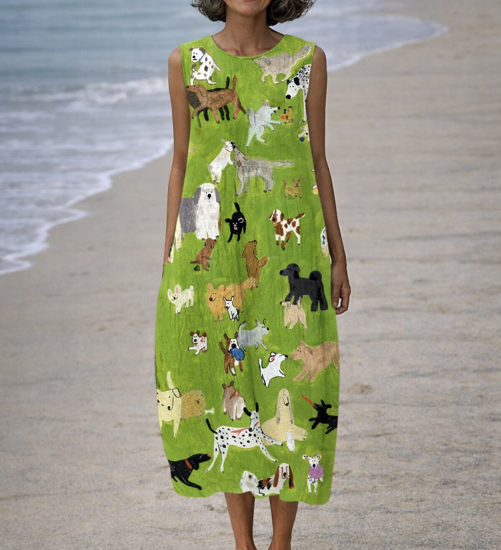 Moda Lusitana - Vestido Midi Estampado Artístico