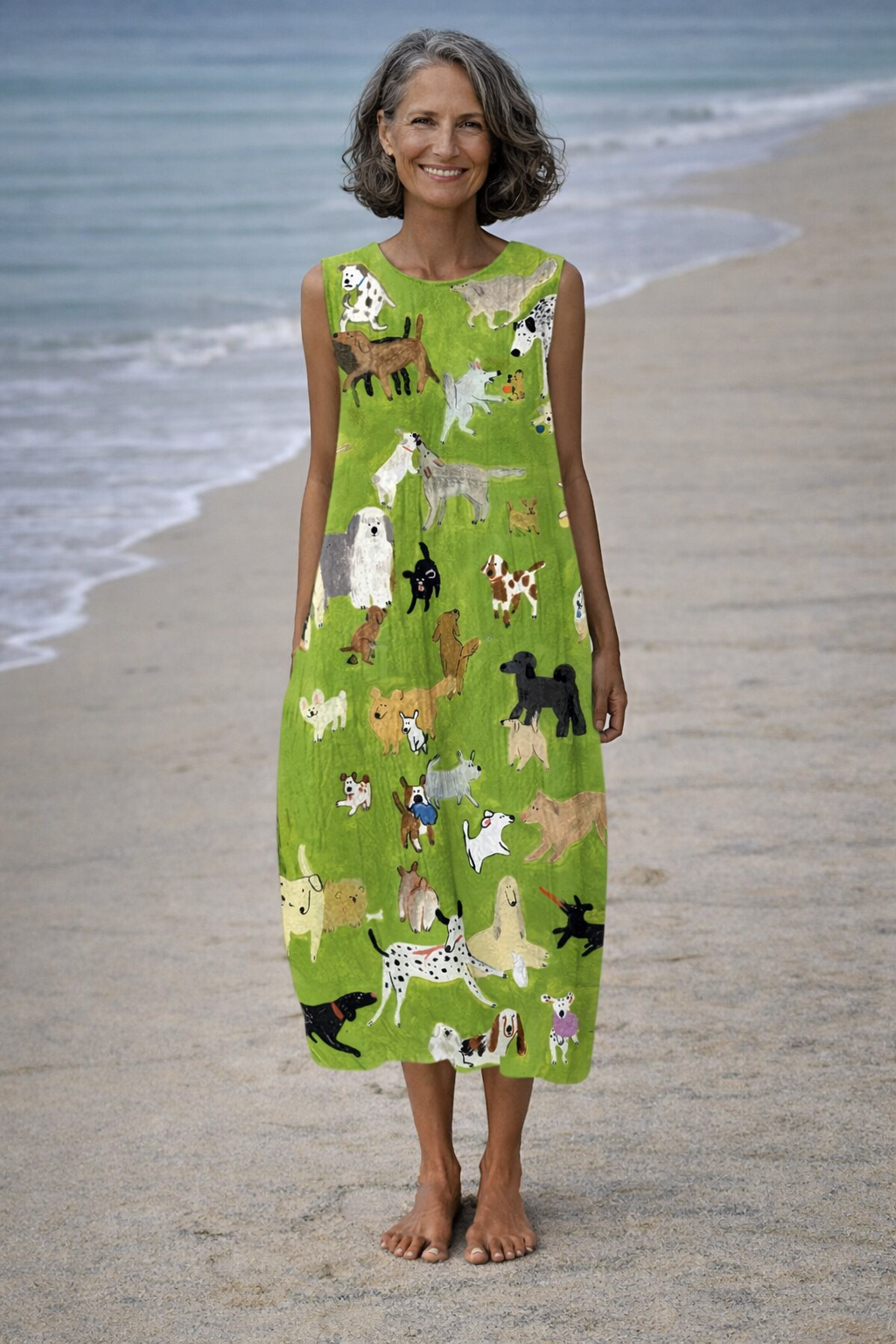 Moda Lusitana - Vestido Midi Estampado Artístico