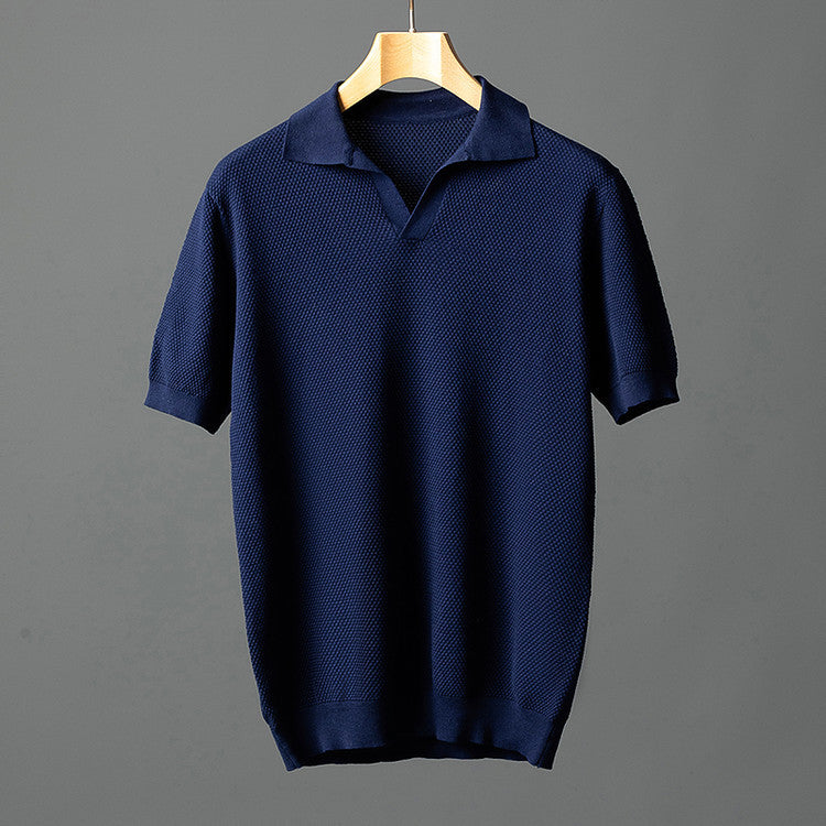 Camisa pólo elegante em malha de algodão