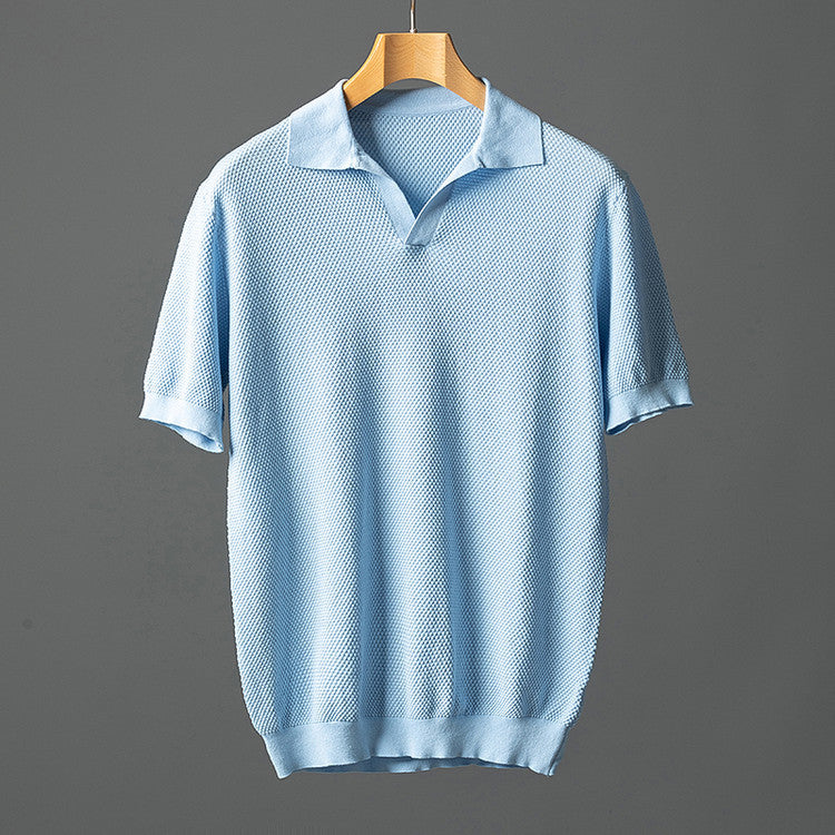 Camisa pólo elegante em malha de algodão