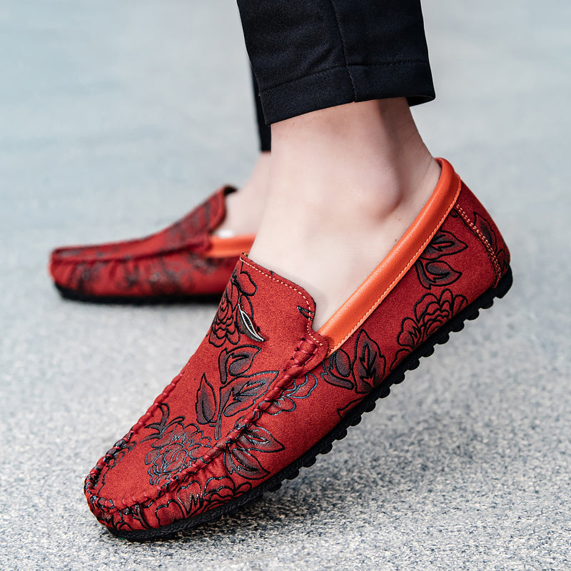 Mocassins em pele floral