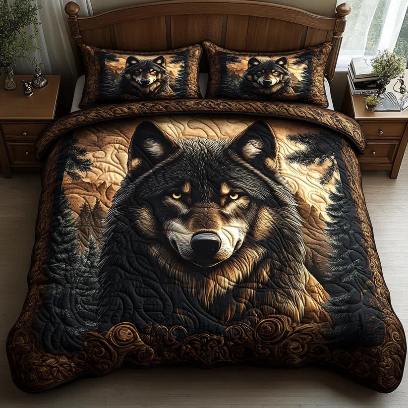 Conjunto dos roupa de cama acolchoada de 3 Peças Animais da Floresta