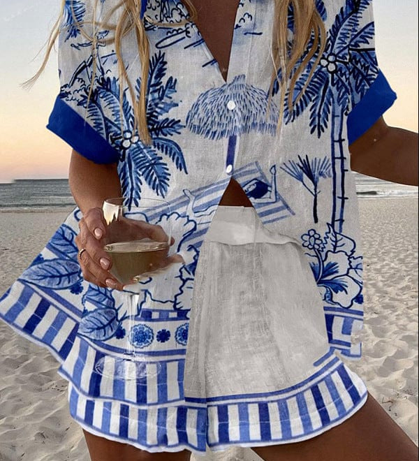 Moda Lusitana - Conjunto Elegante de Algodão-Linho