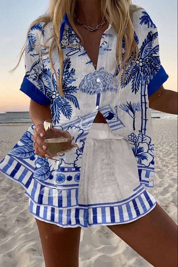 Moda Lusitana - Conjunto Elegante de Algodão-Linho