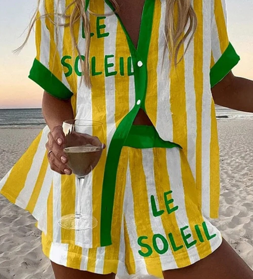 Moda Lusitana - Conjunto de Camisa e Calções Listrados