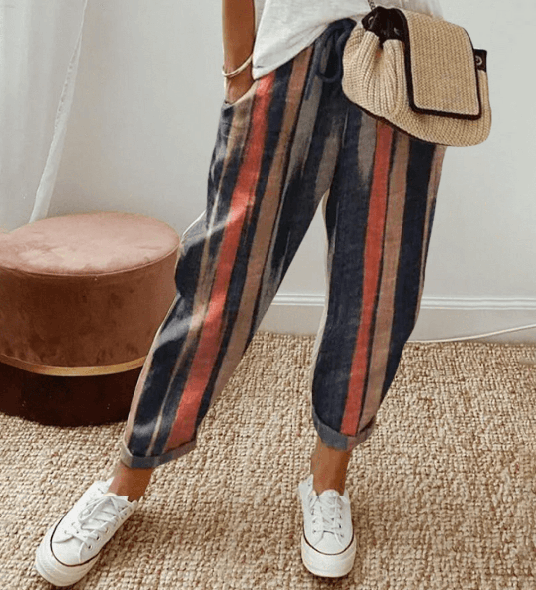Moda Lusitana - Calças Estilo Casual com Estampa Moderna
