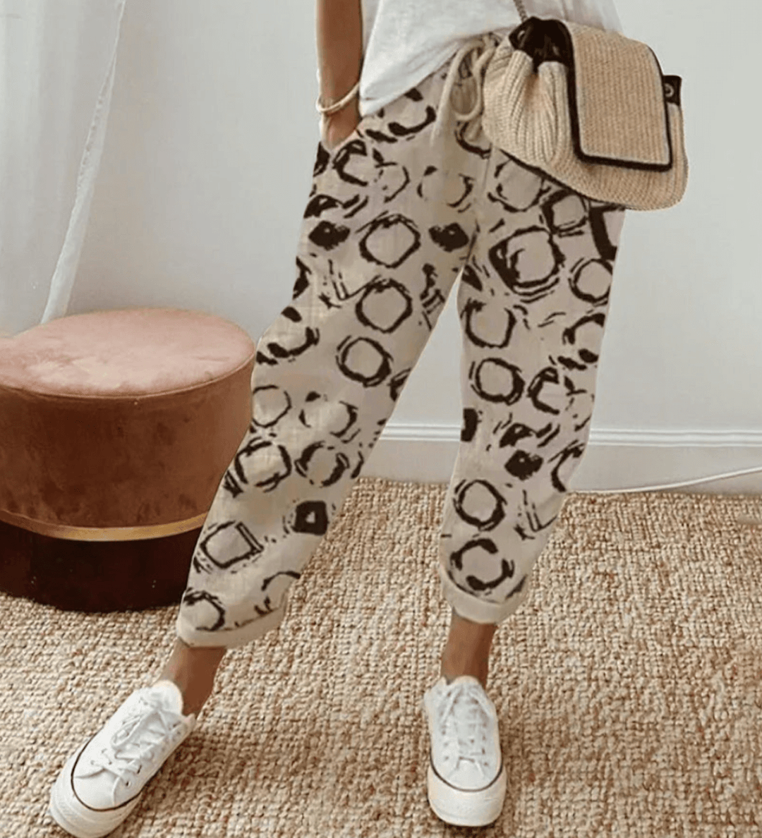 Moda Lusitana - Calças Estilo Casual com Estampa Moderna