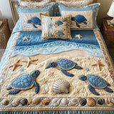 Conjunto de Roupa de Cama Acolchoada de 3 Peças Tartarugas