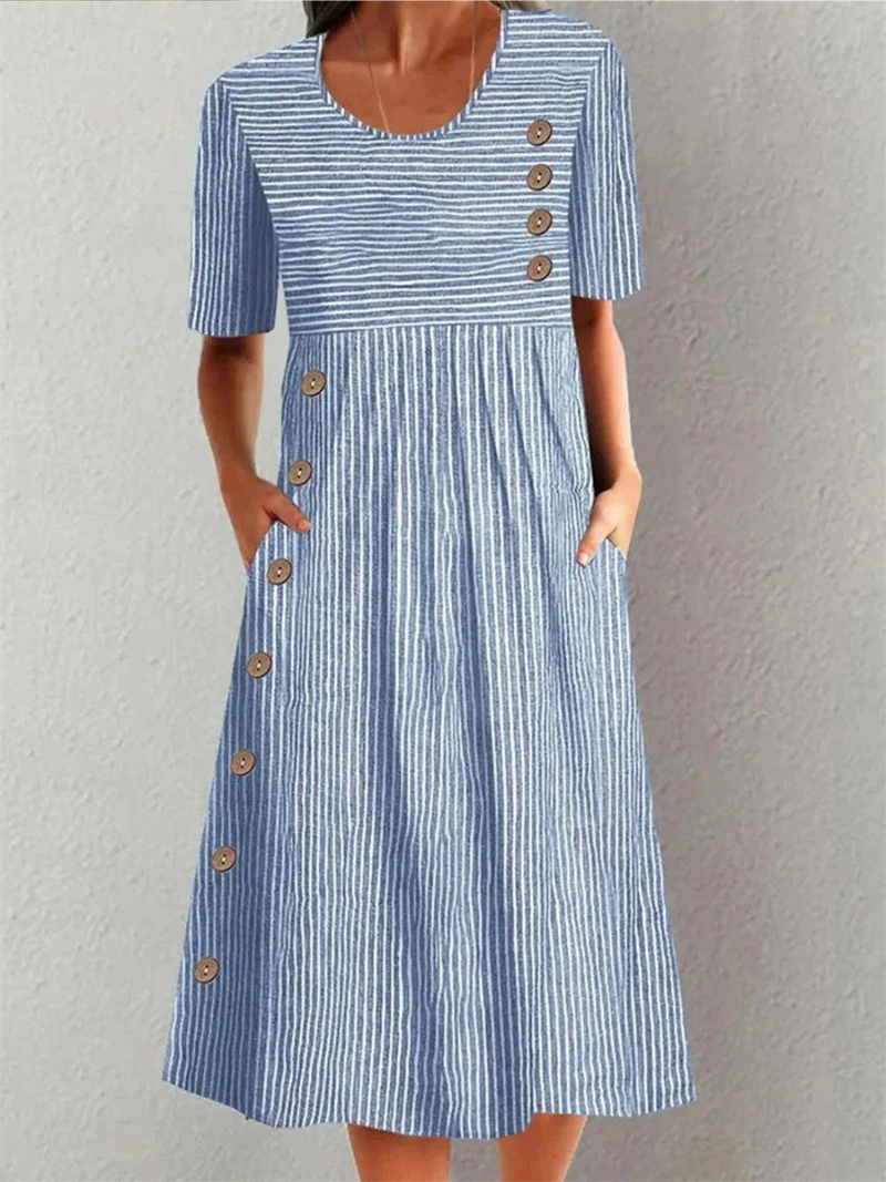 Moda Lusitana - Vestido Midi Rayado