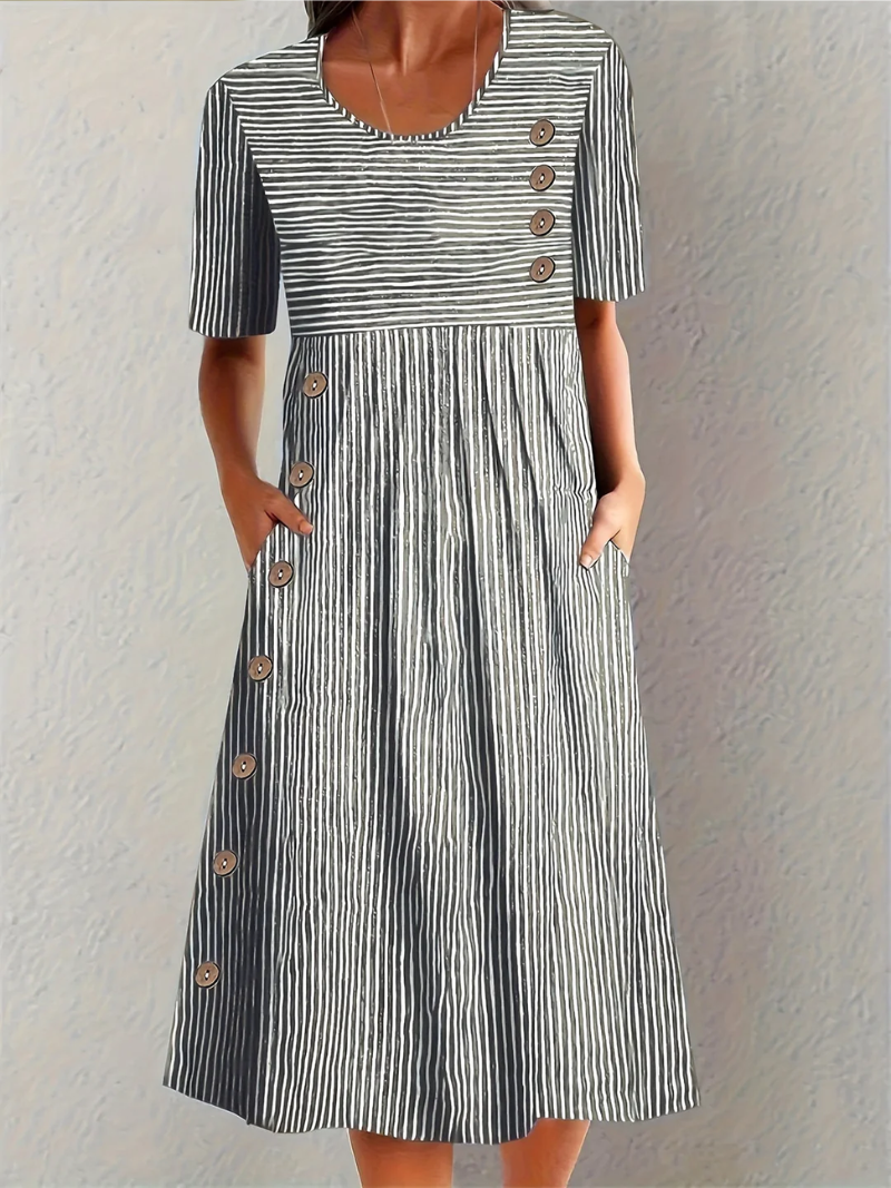 Moda Lusitana - Vestido Midi Rayado