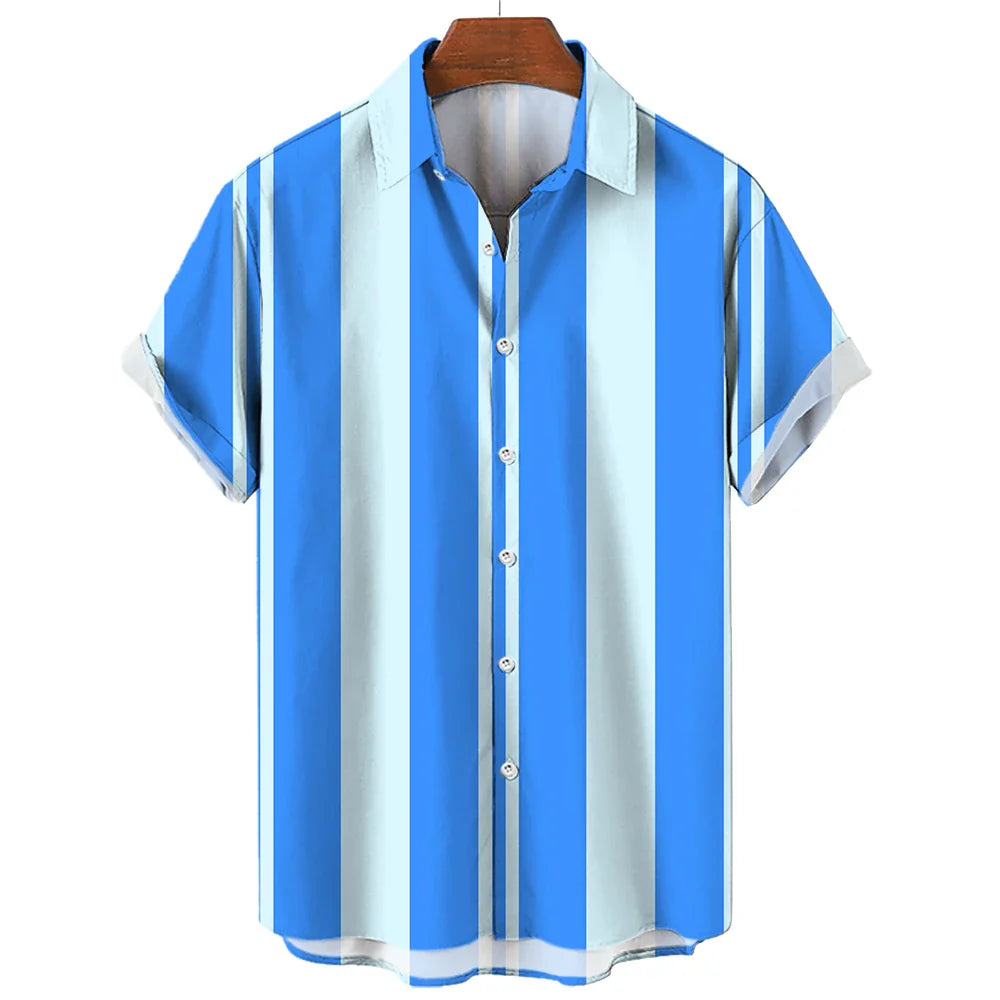 Camisa de verão de manga curta às riscas