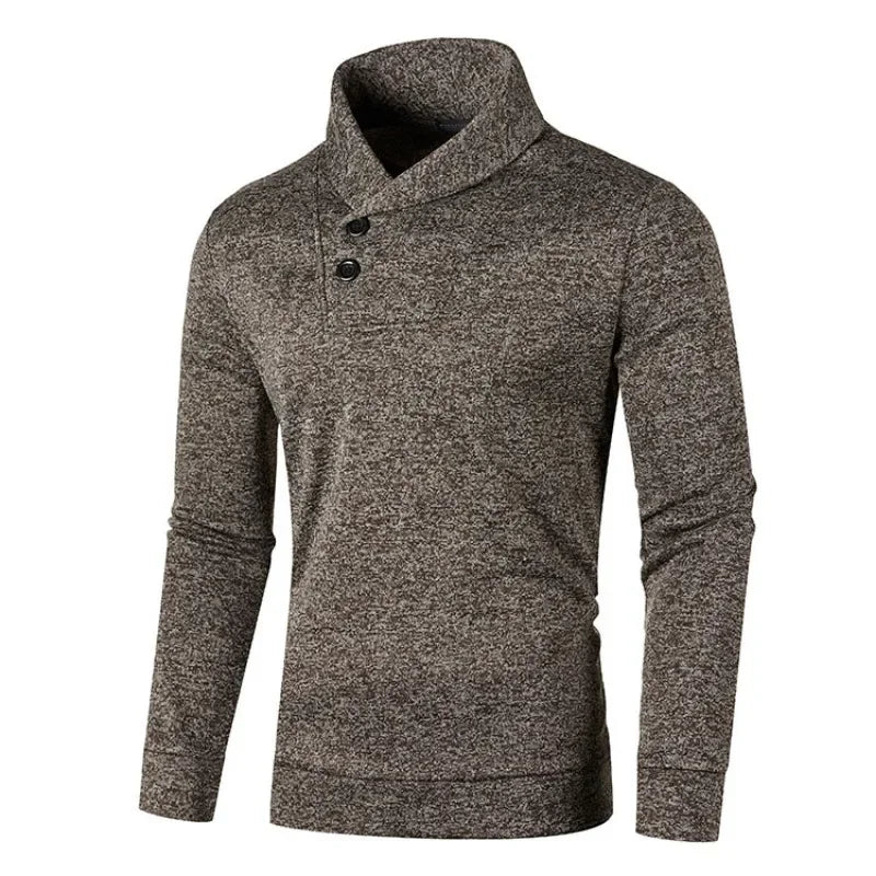Elegante camisola de gola alta com botões