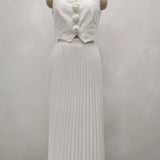 Rosaire | Conjunto com Colete Floral e Saia Plissada