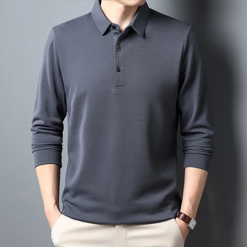 Camisa pólo elegante de manga comprida