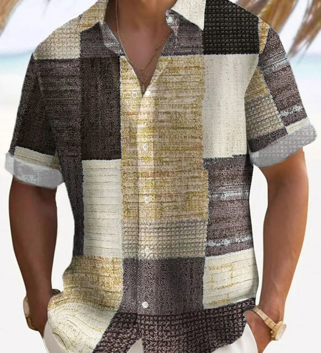 Camisa elegante em patchwork
