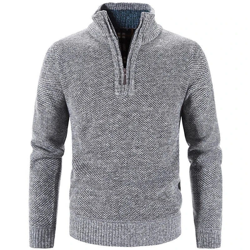 Camisola elegante com fecho de correr em malha grossa