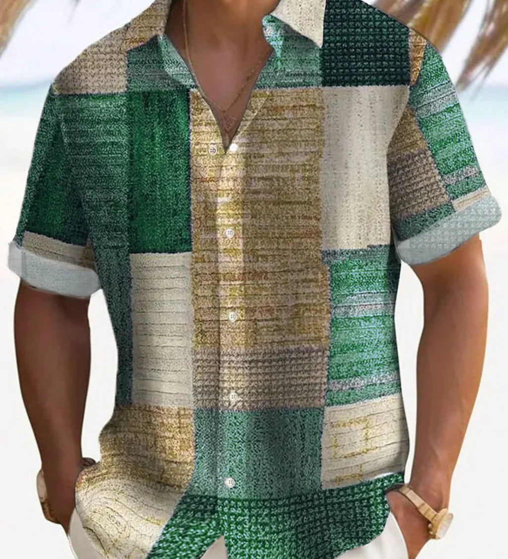 Camisa elegante em patchwork