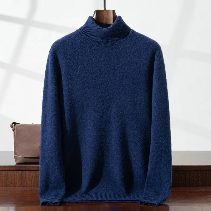 Elegante camisola de gola alta em caxemira