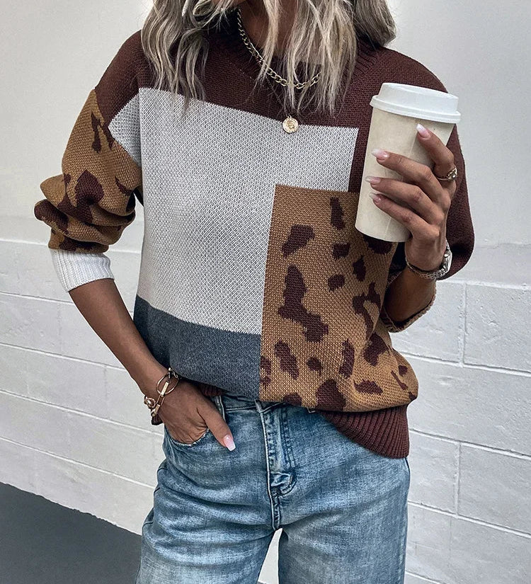 Le clair |  Suéter vintage leopardo patchwork