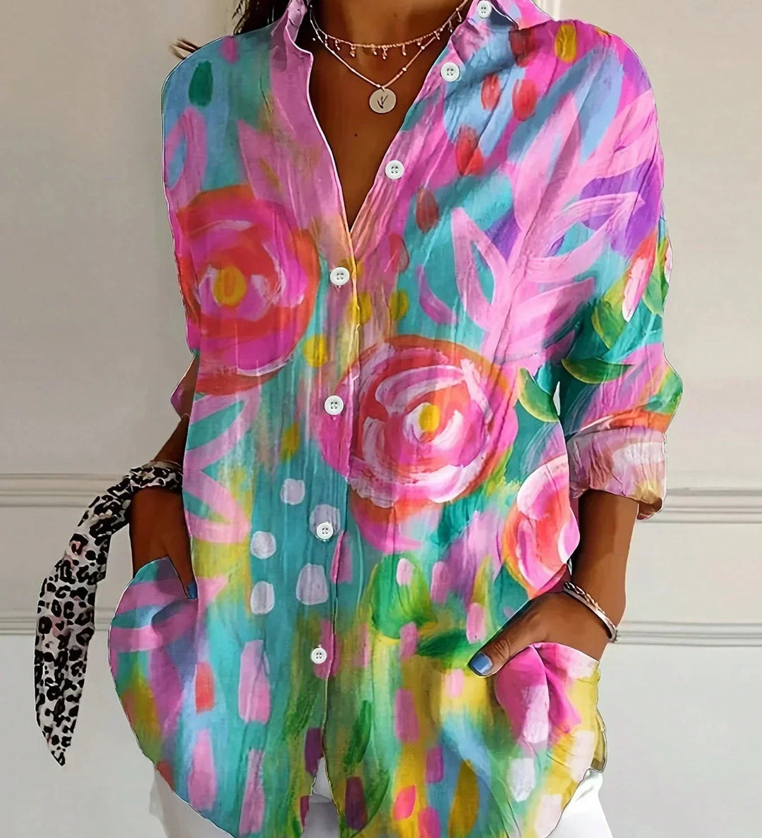Moda Lusitana - Camisa de Manga Longa com Estampa Artística