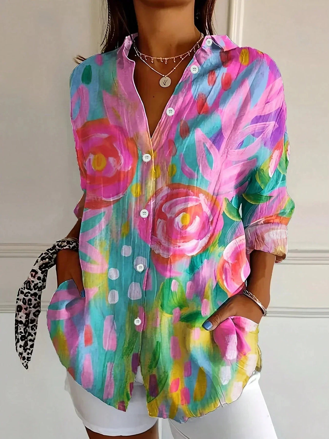 Moda Lusitana - Camisa de Manga Longa com Estampa Artística