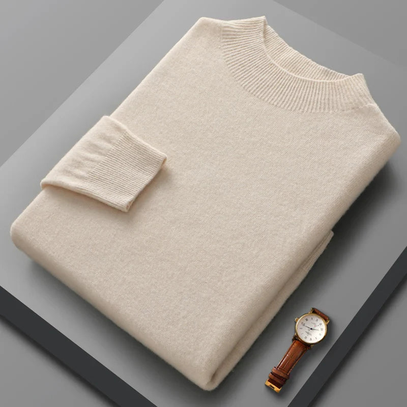 Camisola de caxemira com gola média