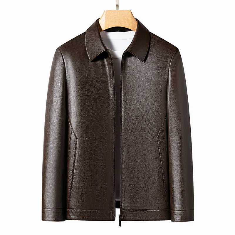 Casaco de couro elegante para homem