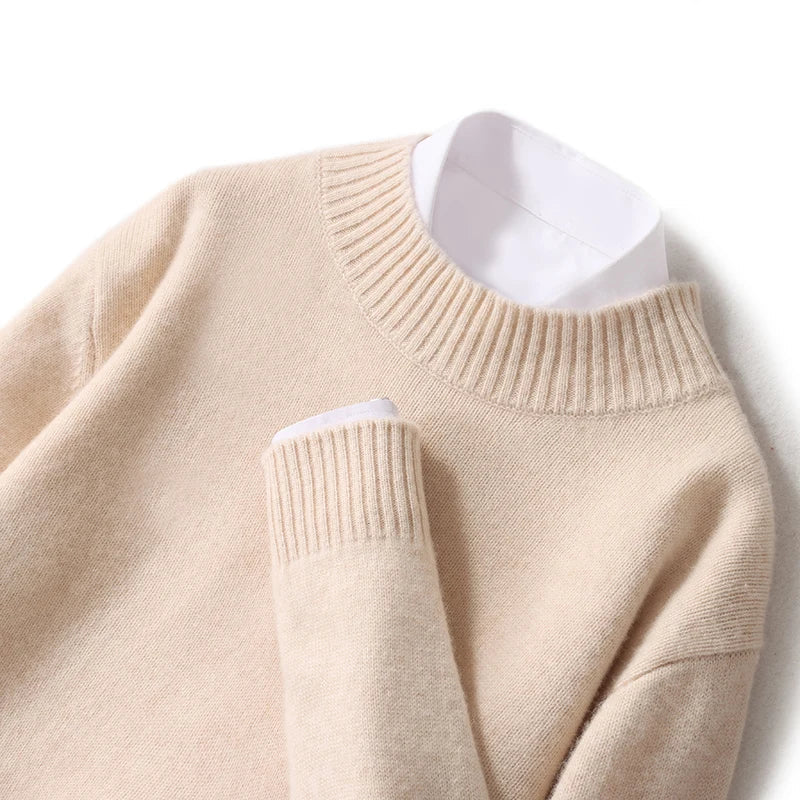 Elegante camisola de gola alta em lã merino