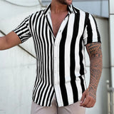 Camisa de verão de manga curta às riscas