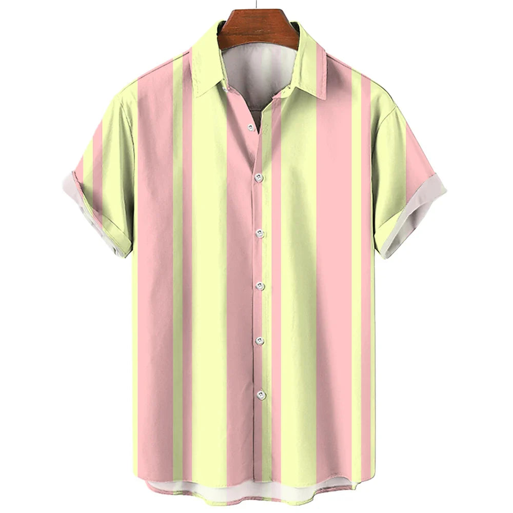 Camisa de verão de manga curta às riscas