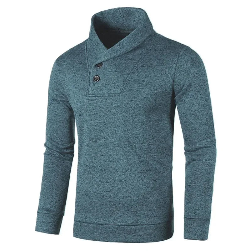 Elegante camisola de gola alta com botões