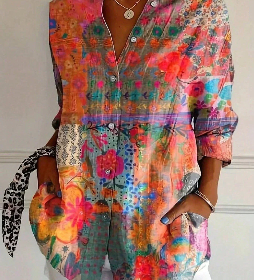 Moda Lusitana - Camisa de Manga Longa com Estampa Artística