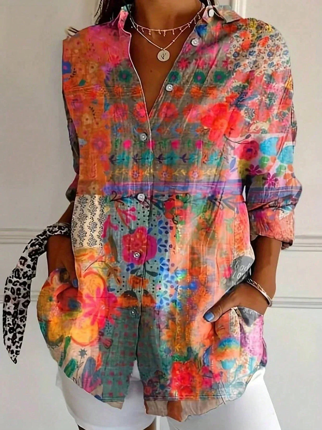 Moda Lusitana - Camisa de Manga Longa com Estampa Artística