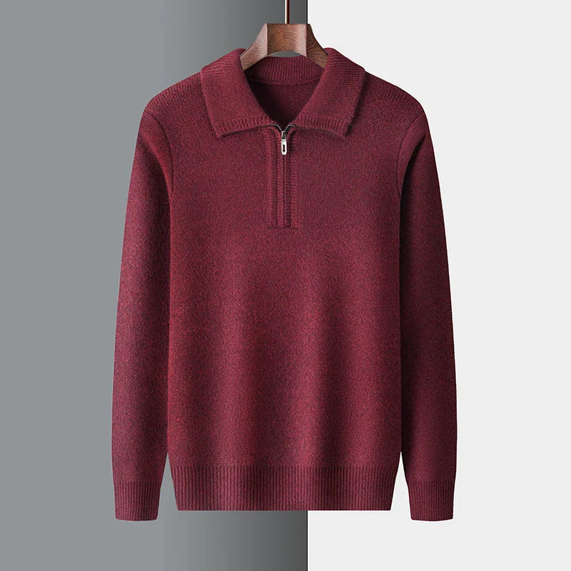 Camisola elegante de caxemira com fecho