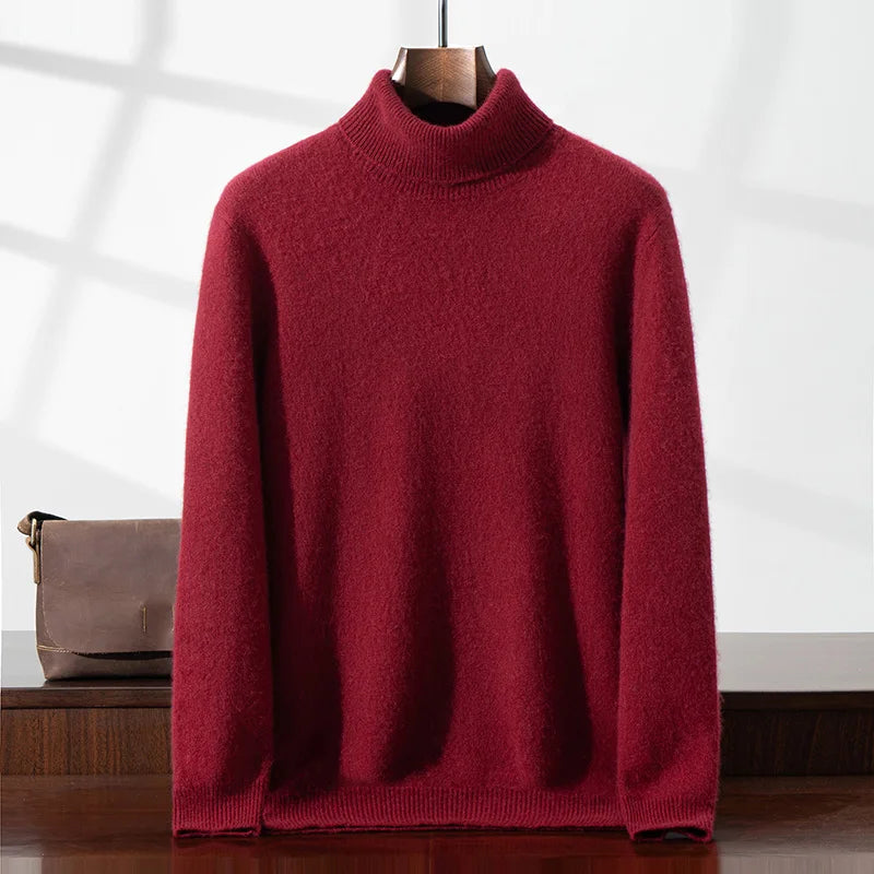 Elegante camisola de gola alta em caxemira