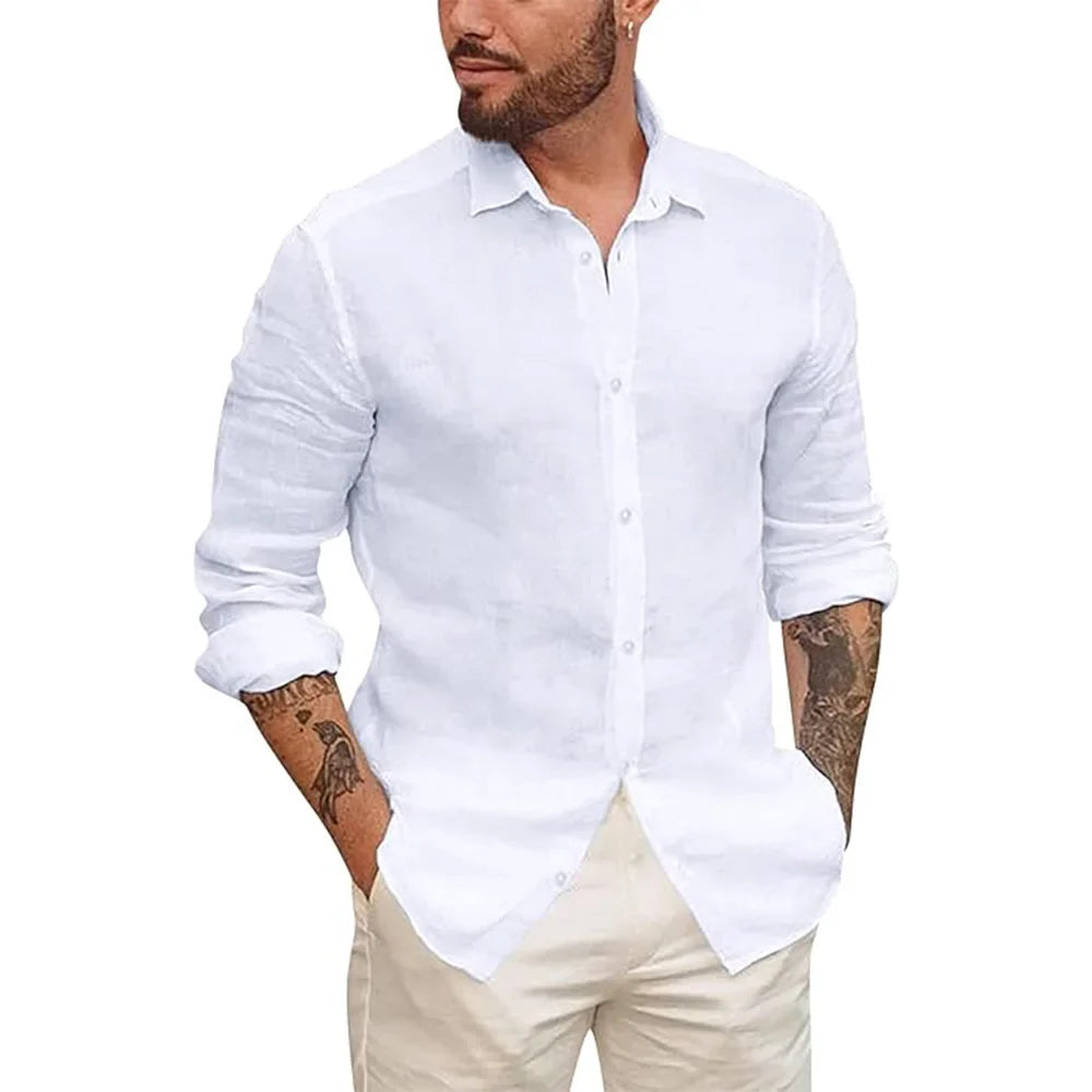 Camisa havaiana em linho de algodão