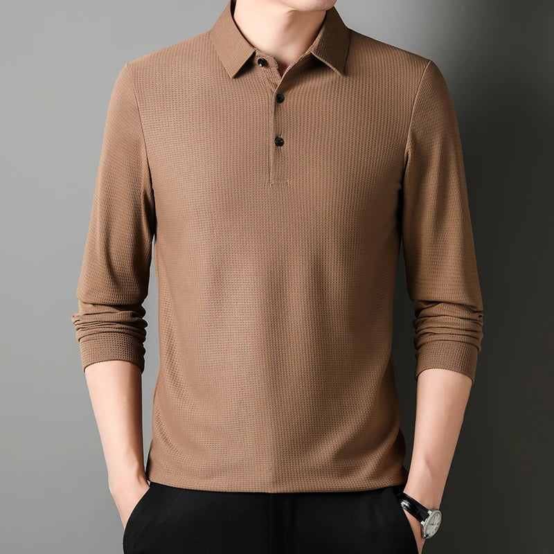 Camisa pólo elegante de manga comprida